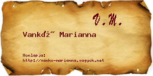 Vankó Marianna névjegykártya